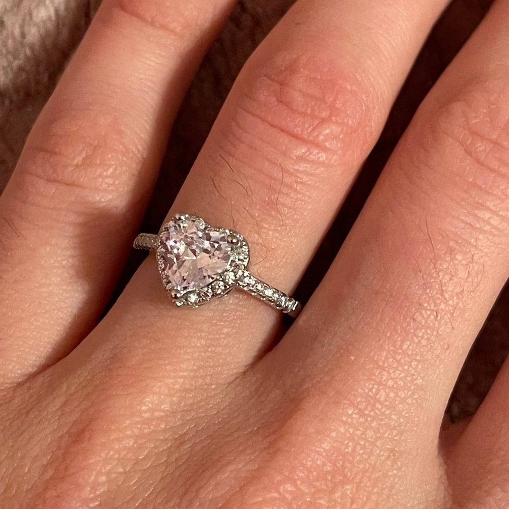 HeartRing S925Silver CubicZirconiaStoneElegantRing - Picture 6 of 8